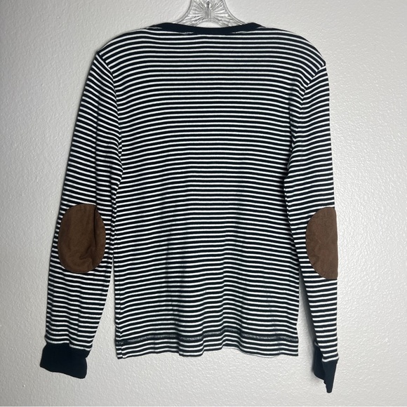 Lauren ralph lauren L Black White Stripe Faux suede patch elbow zip shoulder - Picture 7 of 9